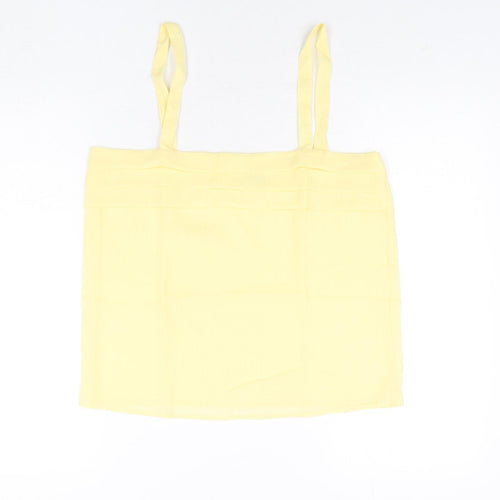 Classic Womens Yellow Polyester Basic Blouse Size 14 Square Neck