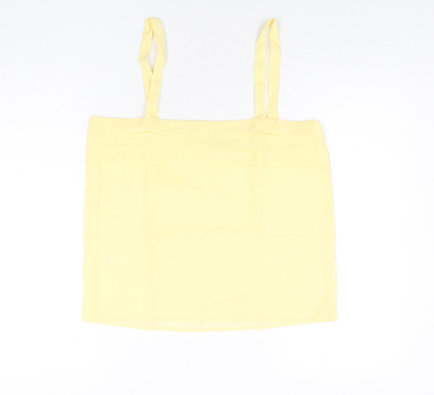 Classic Womens Yellow Polyester Basic Blouse Size 14 Square Neck