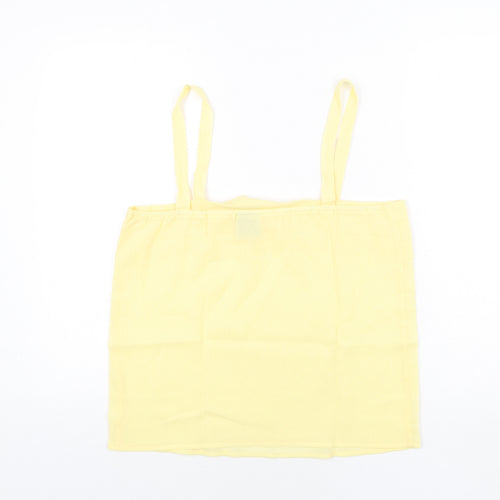 Classic Womens Yellow Polyester Basic Blouse Size 14 Square Neck