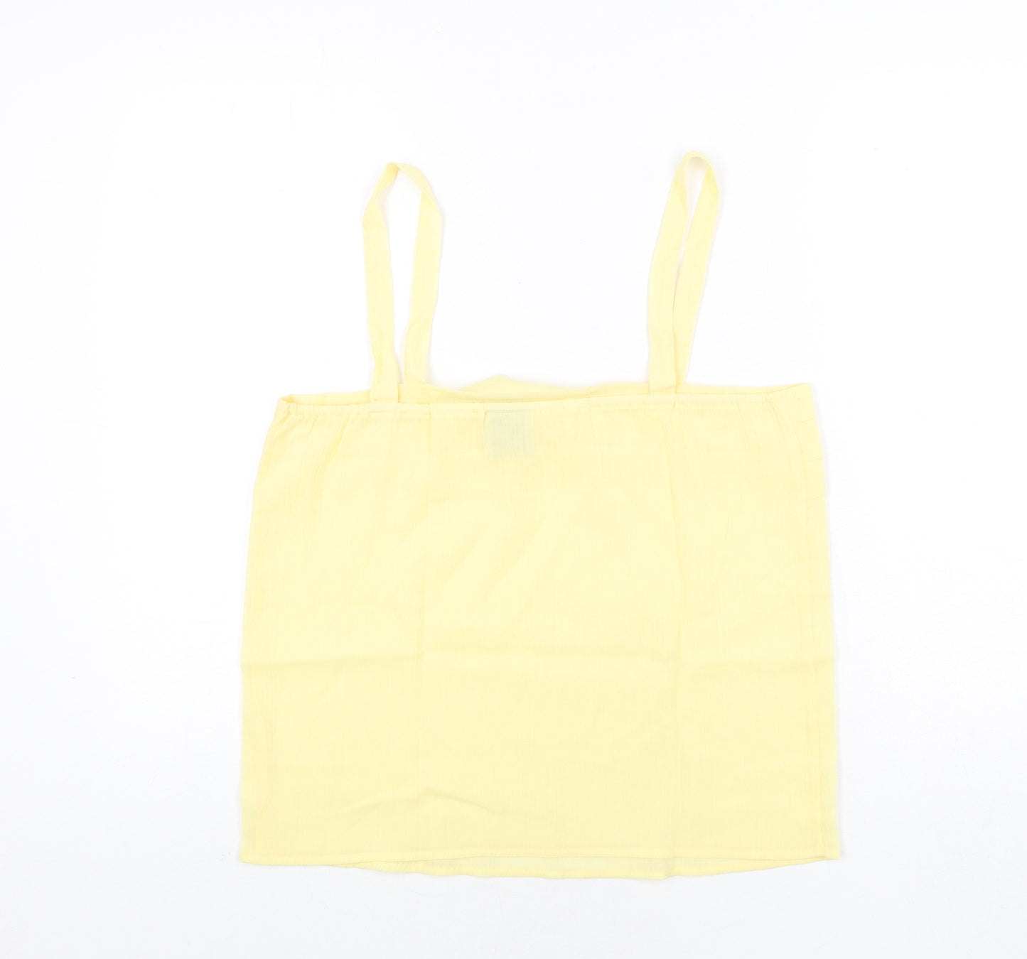 Classic Womens Yellow Polyester Basic Blouse Size 14 Square Neck