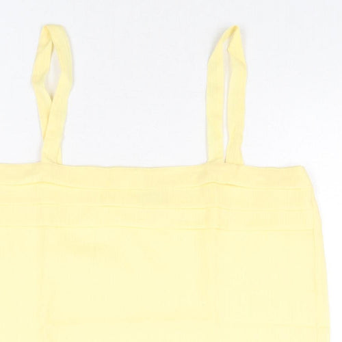 Classic Womens Yellow Polyester Basic Blouse Size 14 Square Neck