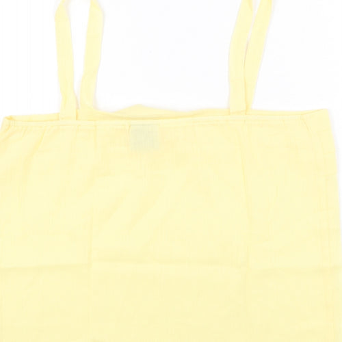 Classic Womens Yellow Polyester Basic Blouse Size 14 Square Neck