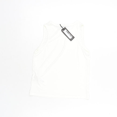 PRETTYLITTLETHING Womens White Polyester Basic Tank Size 6 Round Neck