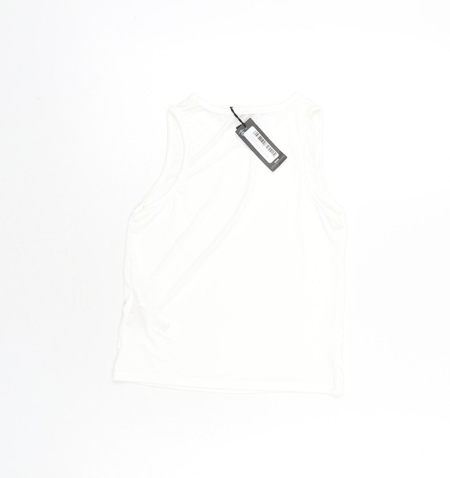 PRETTYLITTLETHING Womens White Polyester Basic Tank Size 6 Round Neck