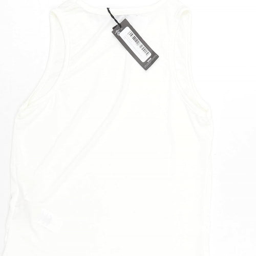 PRETTYLITTLETHING Womens White Polyester Basic Tank Size 6 Round Neck