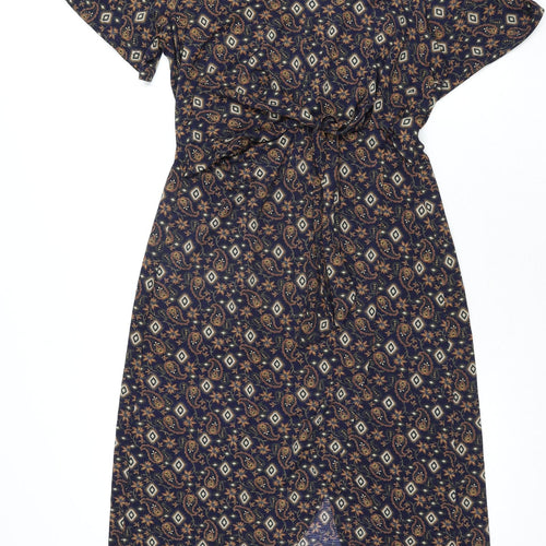 NEXT Womens Multicoloured Geometric Polyester Sheath Size 10 V-Neck Pullover