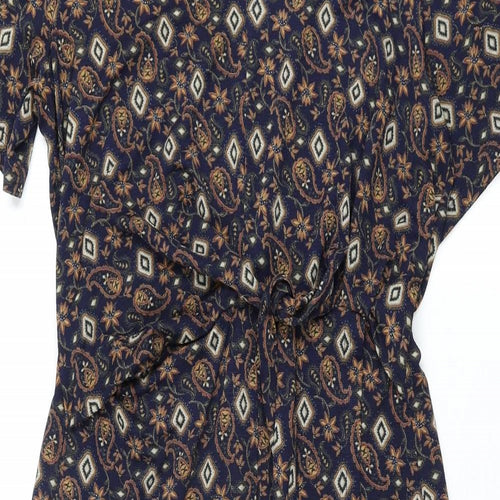 NEXT Womens Multicoloured Geometric Polyester Sheath Size 10 V-Neck Pullover