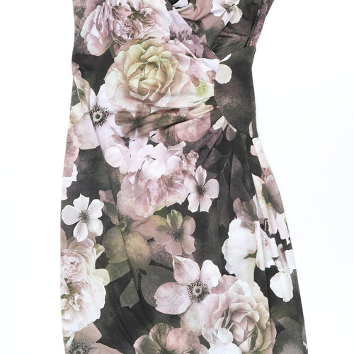 Phase Eight Womens Multicoloured Floral Polyester Pencil Dress Size 12 V-Neck Pullover