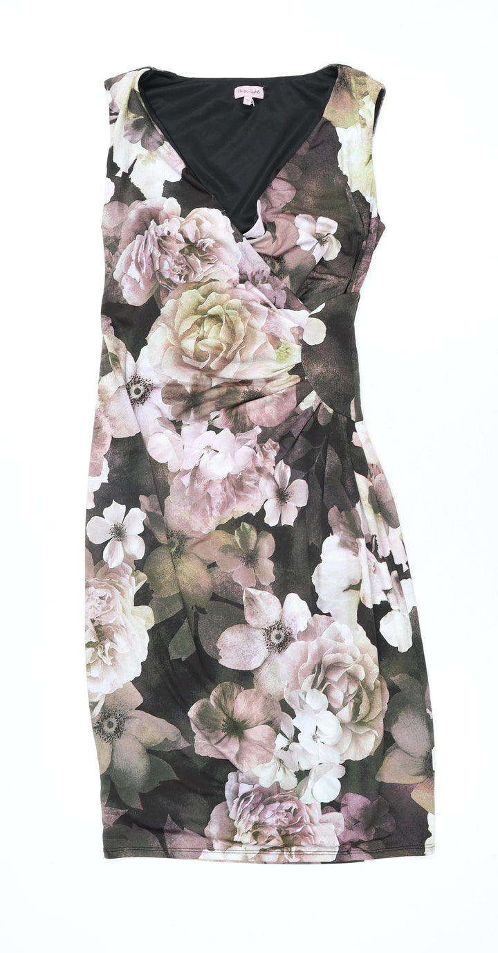 Phase Eight Womens Multicoloured Floral Polyester Pencil Dress Size 12 V-Neck Pullover