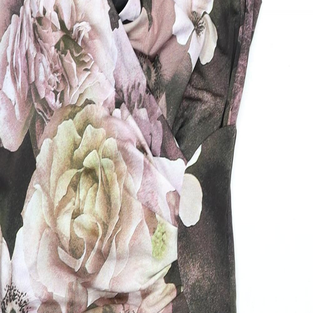 Phase Eight Womens Multicoloured Floral Polyester Pencil Dress Size 12 V-Neck Pullover