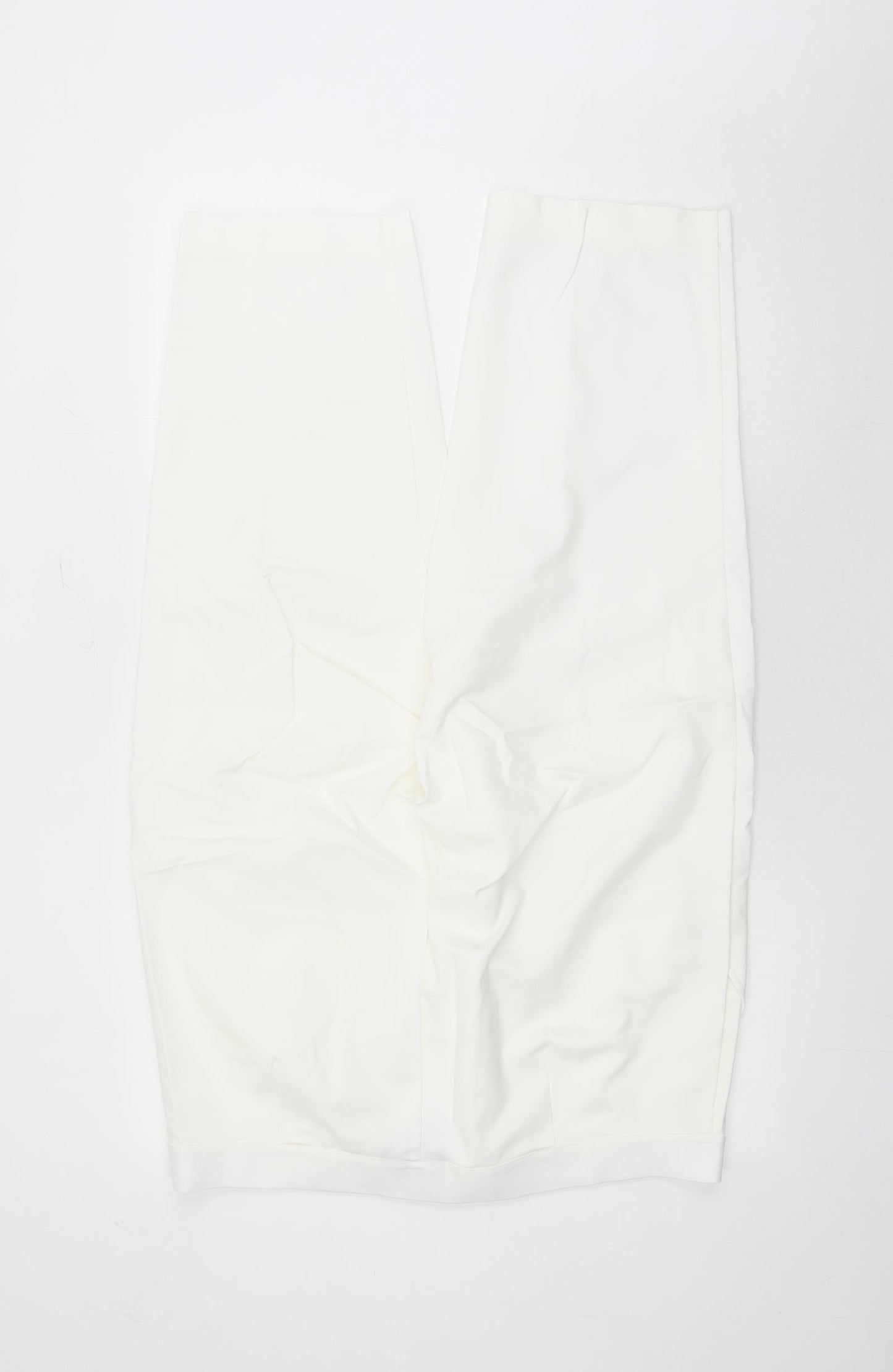 Marks and Spencer Womens White Cotton Capri Trousers Size 20 L22 in Regular Zip - Elasticated Waist