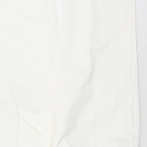 Marks and Spencer Womens White Cotton Capri Trousers Size 20 L22 in Regular Zip - Elasticated Waist