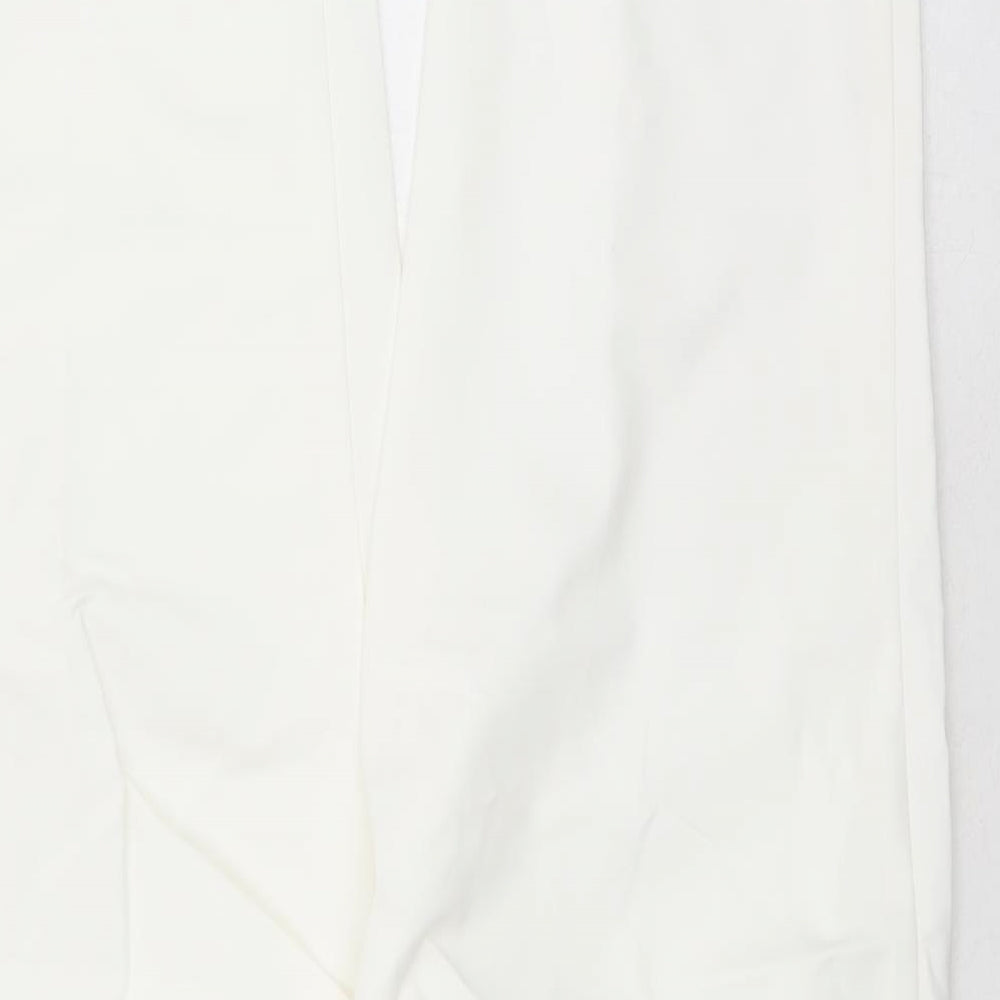 Marks and Spencer Womens White Cotton Capri Trousers Size 20 L22 in Regular Zip - Elasticated Waist
