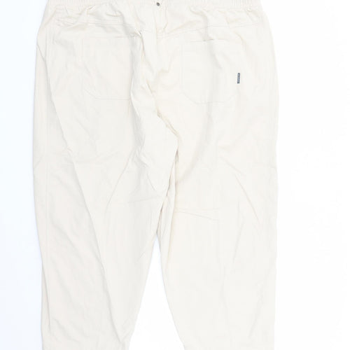 GOODMOVE Womens Beige Polyester Track Pants Trousers Size 22 L27 in Regular Drawstring - Elasticated Waist Pockets