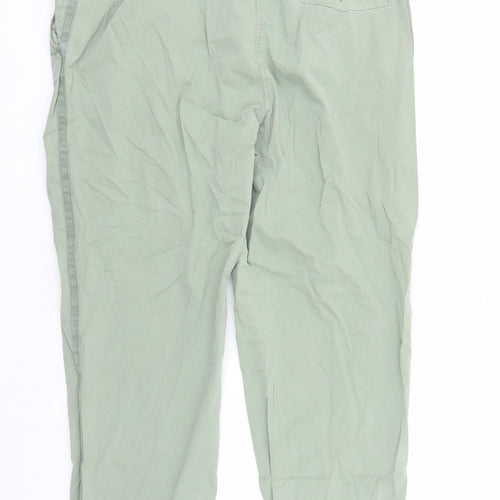 Marks and Spencer Womens Green Cotton Chino Trousers Size 20 L30 in Regular Zip - Pockets