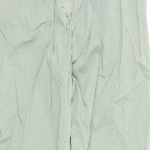 Marks and Spencer Womens Green Cotton Chino Trousers Size 20 L30 in Regular Zip - Pockets