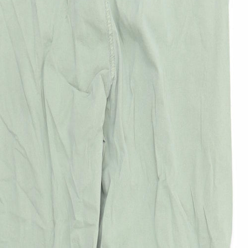 Marks and Spencer Womens Green Cotton Chino Trousers Size 20 L30 in Regular Zip - Pockets