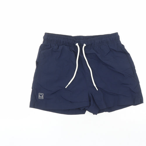 Marks and Spencer Mens Blue Polyamide Sweat Shorts Size XS Regular Drawstring - Elasticated Waist Swim Shorts Pockets