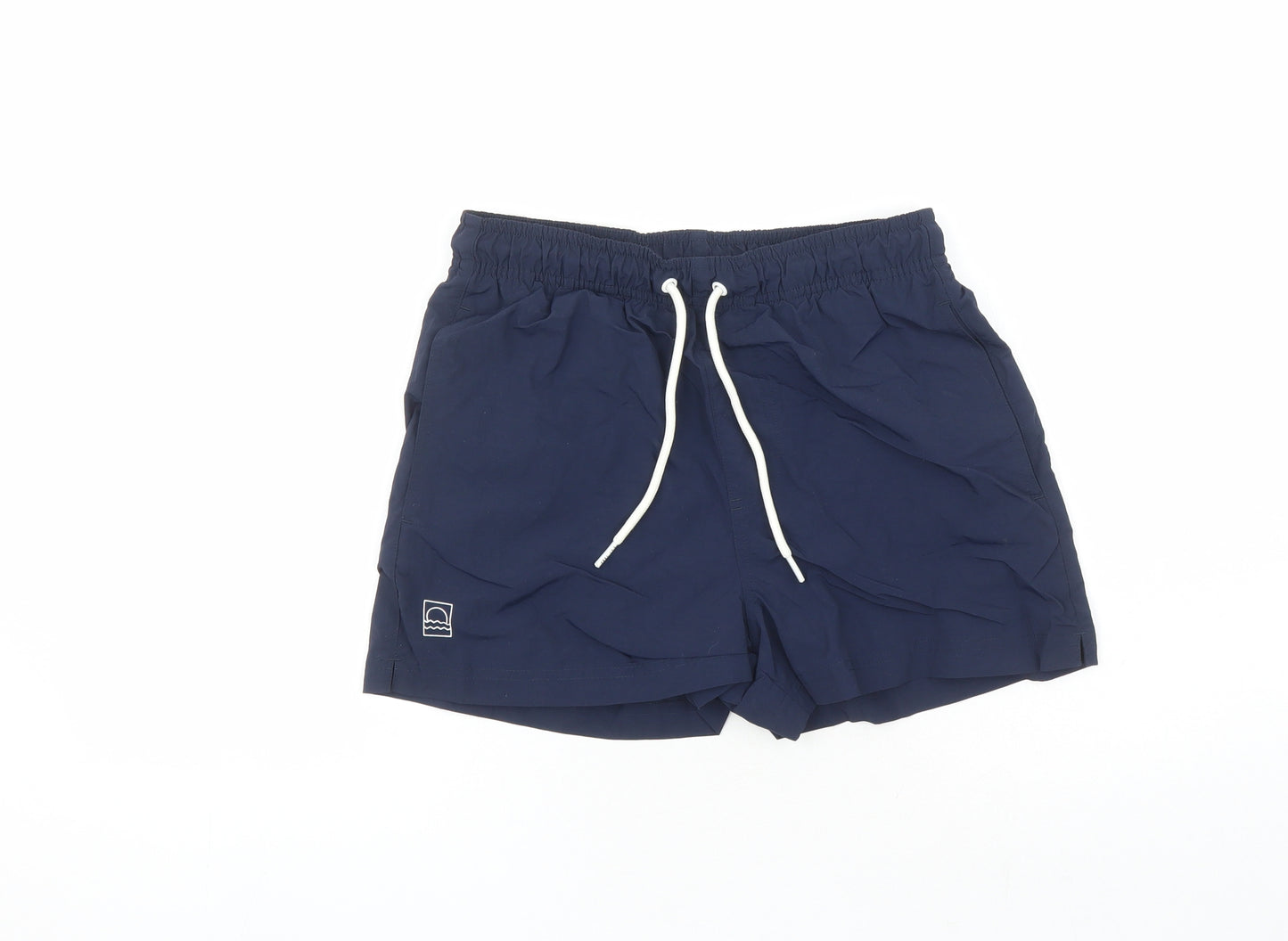 Marks and Spencer Mens Blue Polyamide Sweat Shorts Size XS Regular Drawstring - Elasticated Waist Swim Shorts Pockets