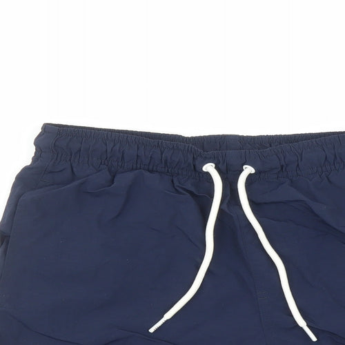 Marks and Spencer Mens Blue Polyamide Sweat Shorts Size XS Regular Drawstring - Elasticated Waist Swim Shorts Pockets