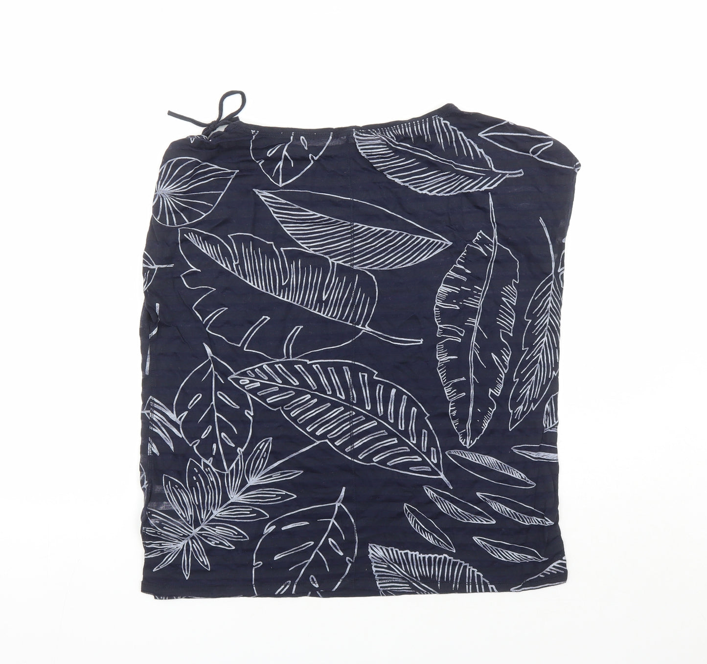 Gap Womens Blue Geometric Polyester Basic T-Shirt Size L Boat Neck