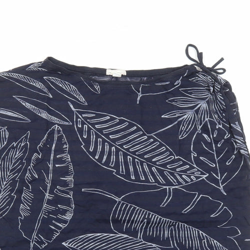 Gap Womens Blue Geometric Polyester Basic T-Shirt Size L Boat Neck