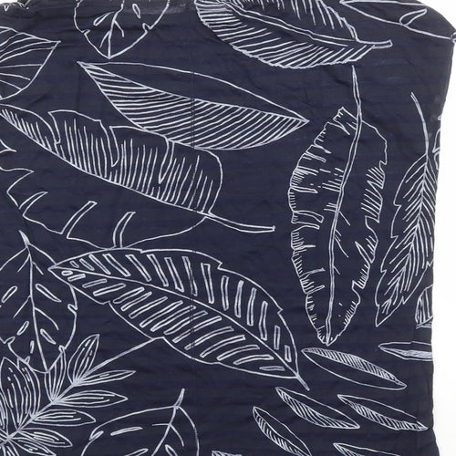Gap Womens Blue Geometric Polyester Basic T-Shirt Size L Boat Neck