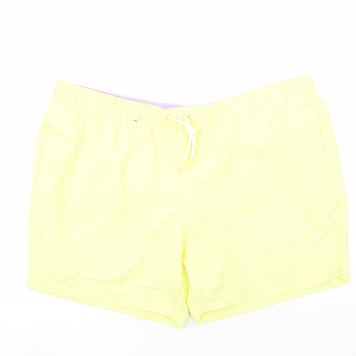 Marks and Spencer Mens Yellow Polyester Sweat Shorts Size 3XL L6 in Regular Drawstring - Elasticated Waist Swim Shorts Pockets