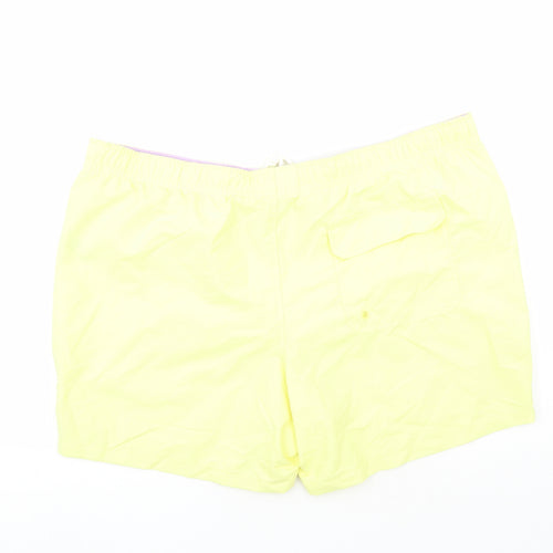 Marks and Spencer Mens Yellow Polyester Sweat Shorts Size 3XL L6 in Regular Drawstring - Elasticated Waist Swim Shorts Pockets