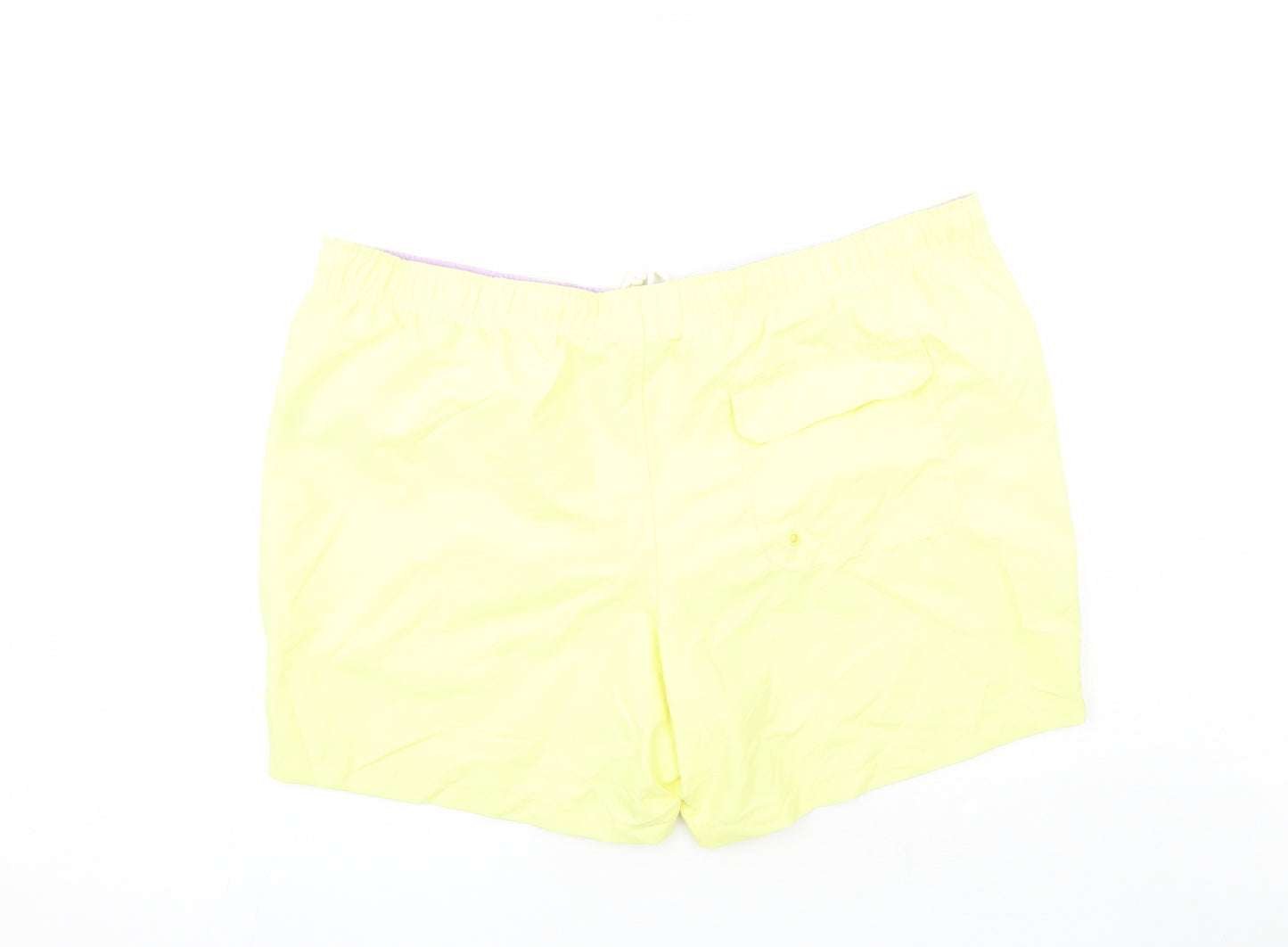 Marks and Spencer Mens Yellow Polyester Sweat Shorts Size 3XL L6 in Regular Drawstring - Elasticated Waist Swim Shorts Pockets