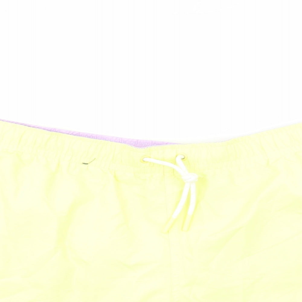 Marks and Spencer Mens Yellow Polyester Sweat Shorts Size 3XL L6 in Regular Drawstring - Elasticated Waist Swim Shorts Pockets