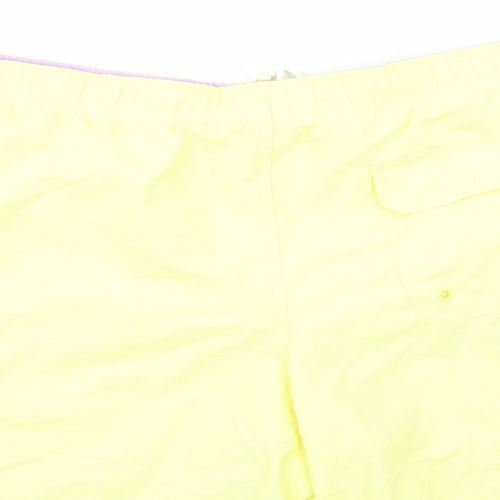 Marks and Spencer Mens Yellow Polyester Sweat Shorts Size 3XL L6 in Regular Drawstring - Elasticated Waist Swim Shorts Pockets