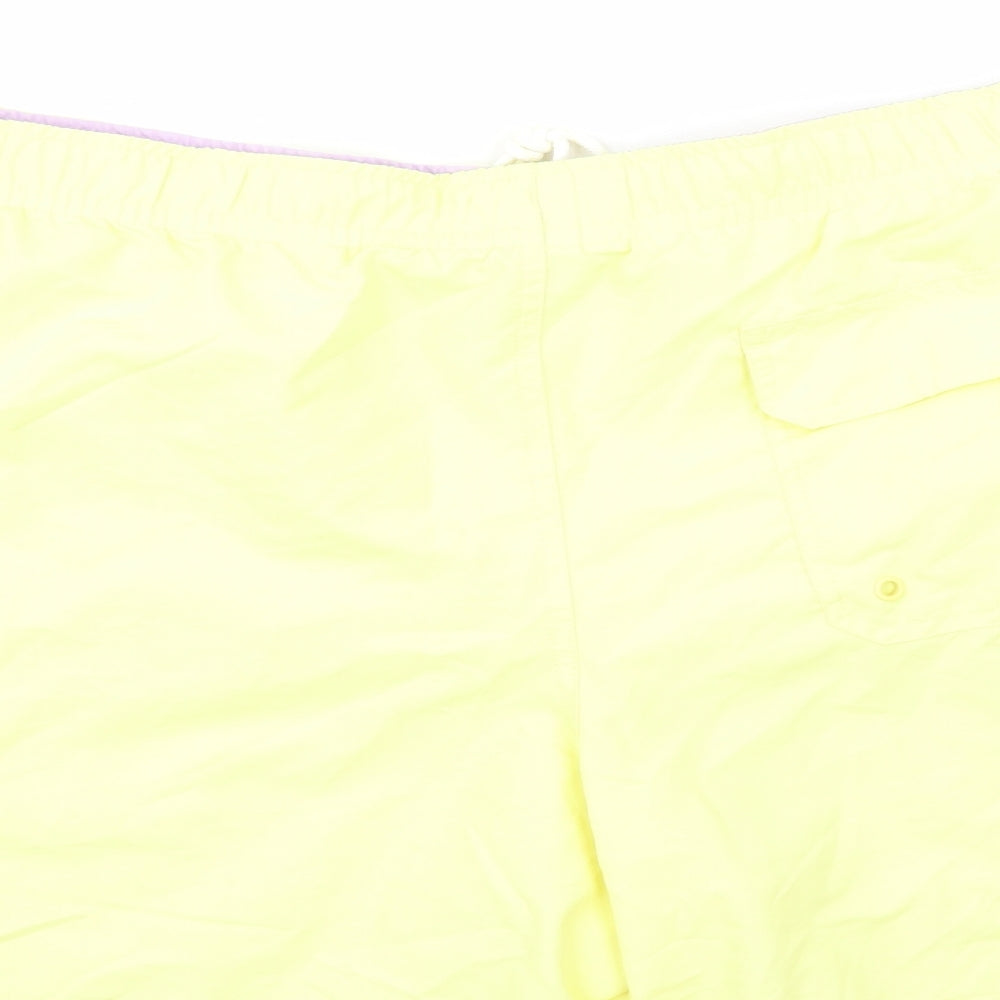 Marks and Spencer Mens Yellow Polyester Sweat Shorts Size 3XL L6 in Regular Drawstring - Elasticated Waist Swim Shorts Pockets