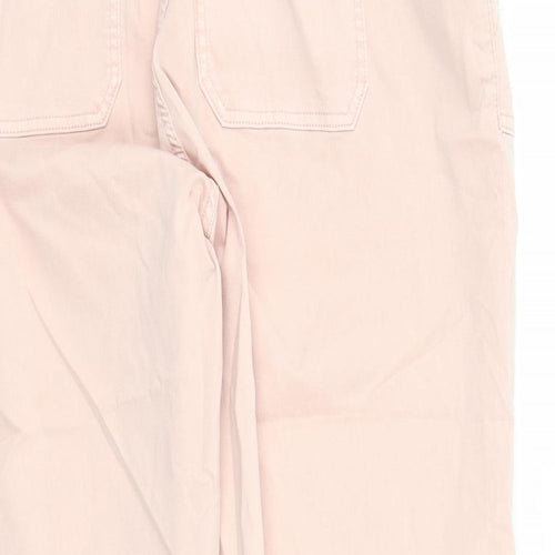 Marks and Spencer Womens Pink Cotton Tapered Jeans Size 20 L27 in Regular Zip - Elasticated Waist Zip Detail On Ankle