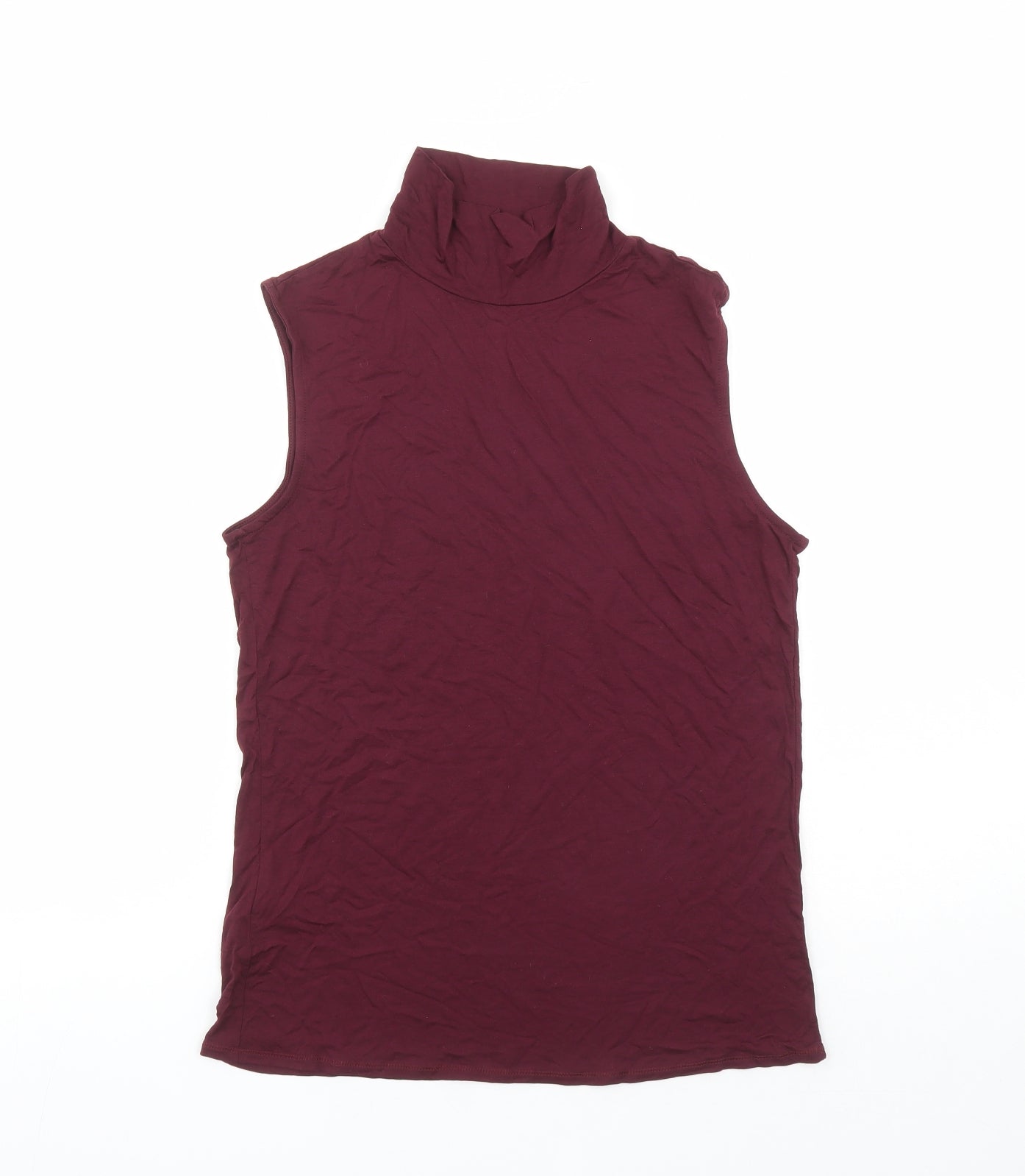 MNG Womens Red Viscose Basic T-Shirt Size 12 High Neck