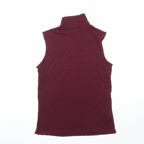 MNG Womens Red Viscose Basic T-Shirt Size 12 High Neck
