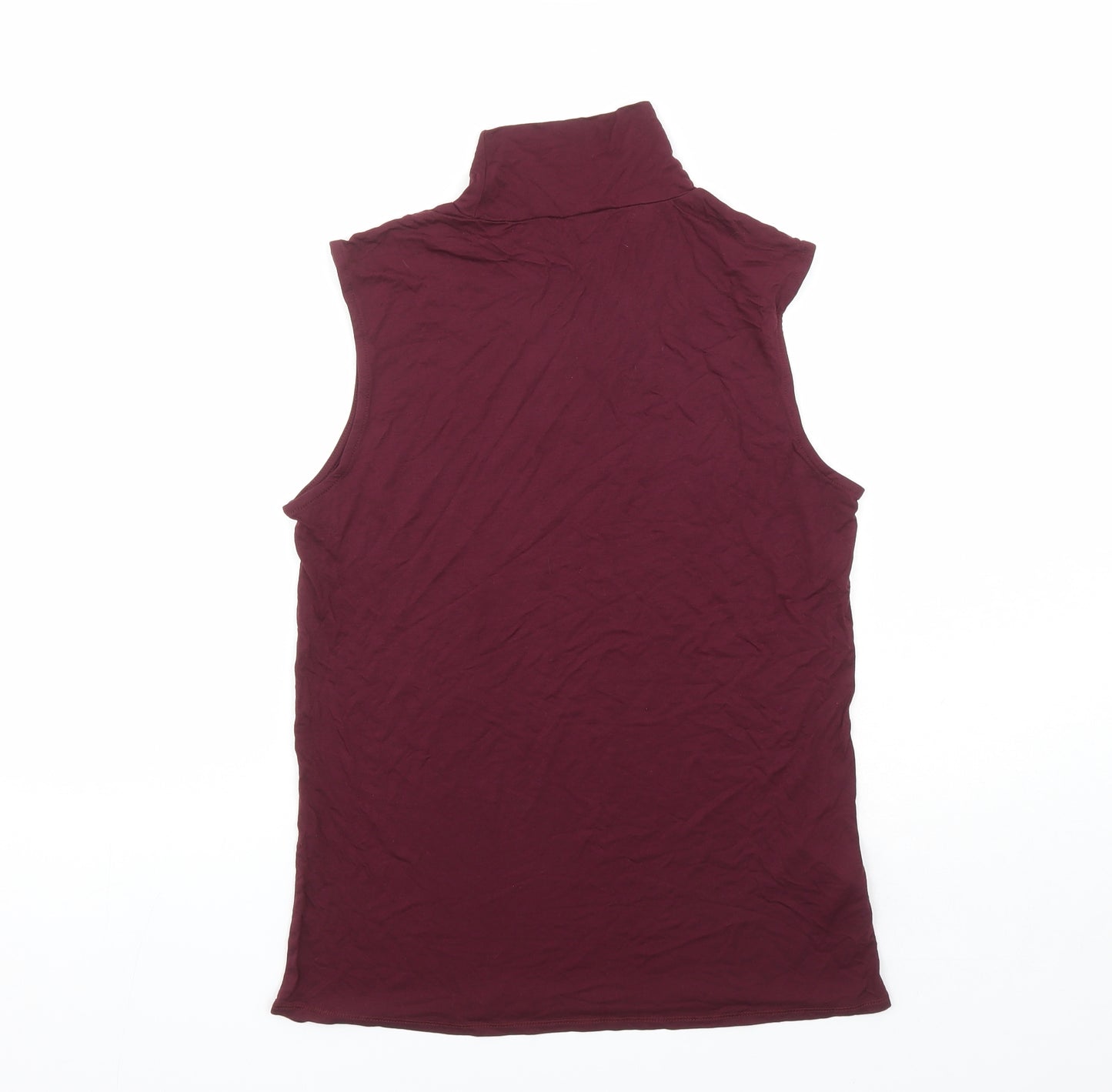 MNG Womens Red Viscose Basic T-Shirt Size 12 High Neck