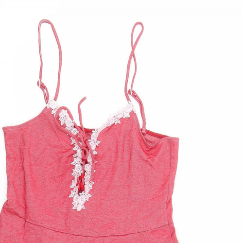 Divided by H&M Womens Red Viscose Fit & Flare Size 16 V-Neck Pullover