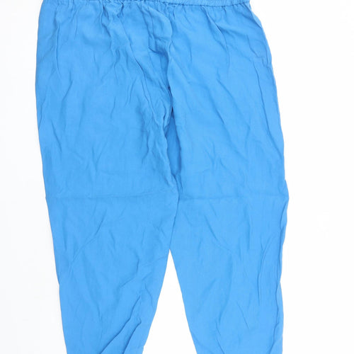 Marks and Spencer Womens Blue Lyocell Carrot Trousers Size 22 L27 in Regular Drawstring - Elasticated Waist Pockets