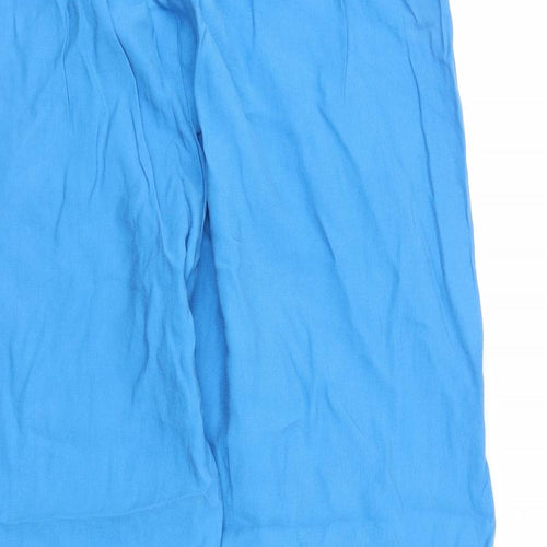 Marks and Spencer Womens Blue Lyocell Carrot Trousers Size 22 L27 in Regular Drawstring - Elasticated Waist Pockets