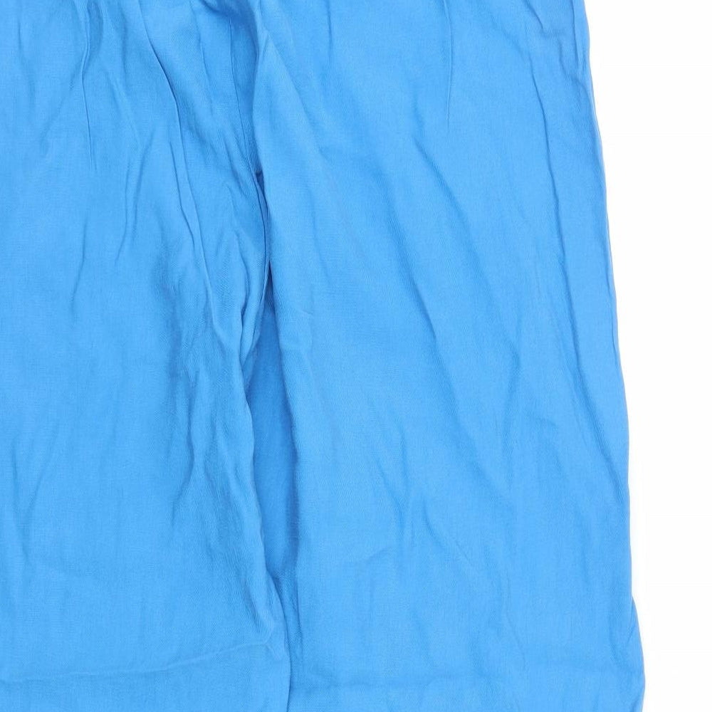 Marks and Spencer Womens Blue Lyocell Carrot Trousers Size 22 L27 in Regular Drawstring - Elasticated Waist Pockets