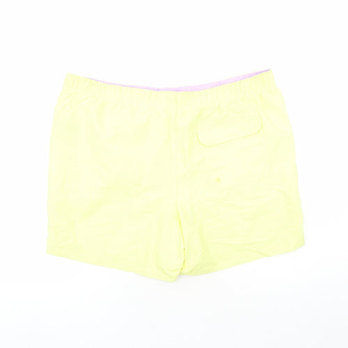 Marks and Spencer Mens Yellow Polyester Sweat Shorts Size 2XL L6 in Regular Drawstring - Elasticated Waist Swim Shorts Pockets