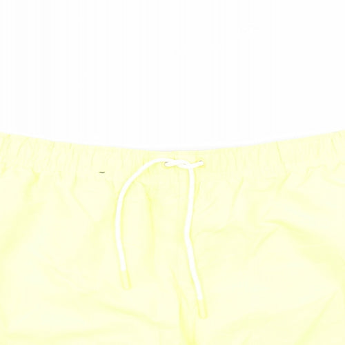 Marks and Spencer Mens Yellow Polyester Sweat Shorts Size 2XL L6 in Regular Drawstring - Elasticated Waist Swim Shorts Pockets