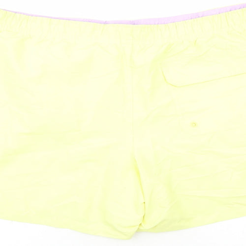Marks and Spencer Mens Yellow Polyester Sweat Shorts Size 2XL L6 in Regular Drawstring - Elasticated Waist Swim Shorts Pockets