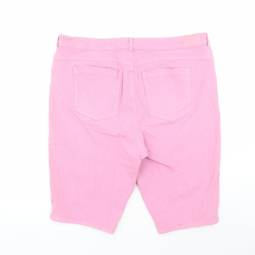 Marks and Spencer Womens Pink Cotton Skimmer Shorts Size 22 L14 in Regular Zip