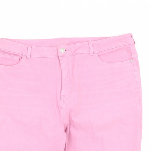 Marks and Spencer Womens Pink Cotton Skimmer Shorts Size 22 L14 in Regular Zip