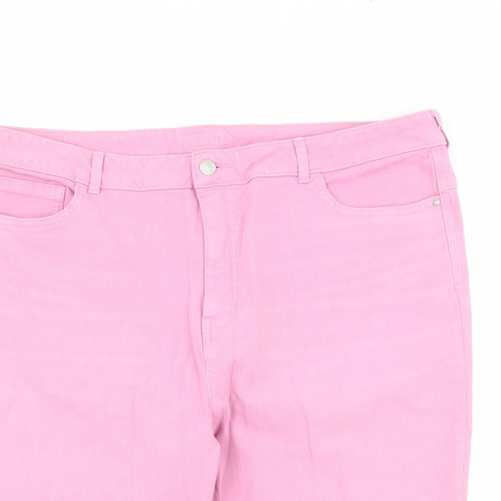 Marks and Spencer Womens Pink Cotton Skimmer Shorts Size 22 L14 in Regular Zip
