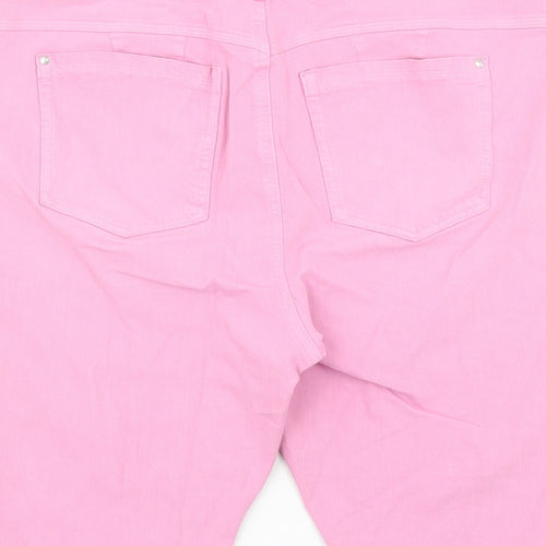 Marks and Spencer Womens Pink Cotton Skimmer Shorts Size 22 L14 in Regular Zip