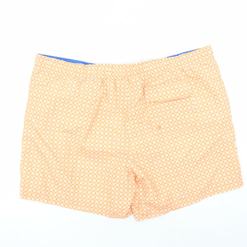 Marks and Spencer Mens Orange Geometric Polyester Sweat Shorts Size 3XL L6 in Regular Drawstring - Elasticated Waist Swim Shorts Pockets