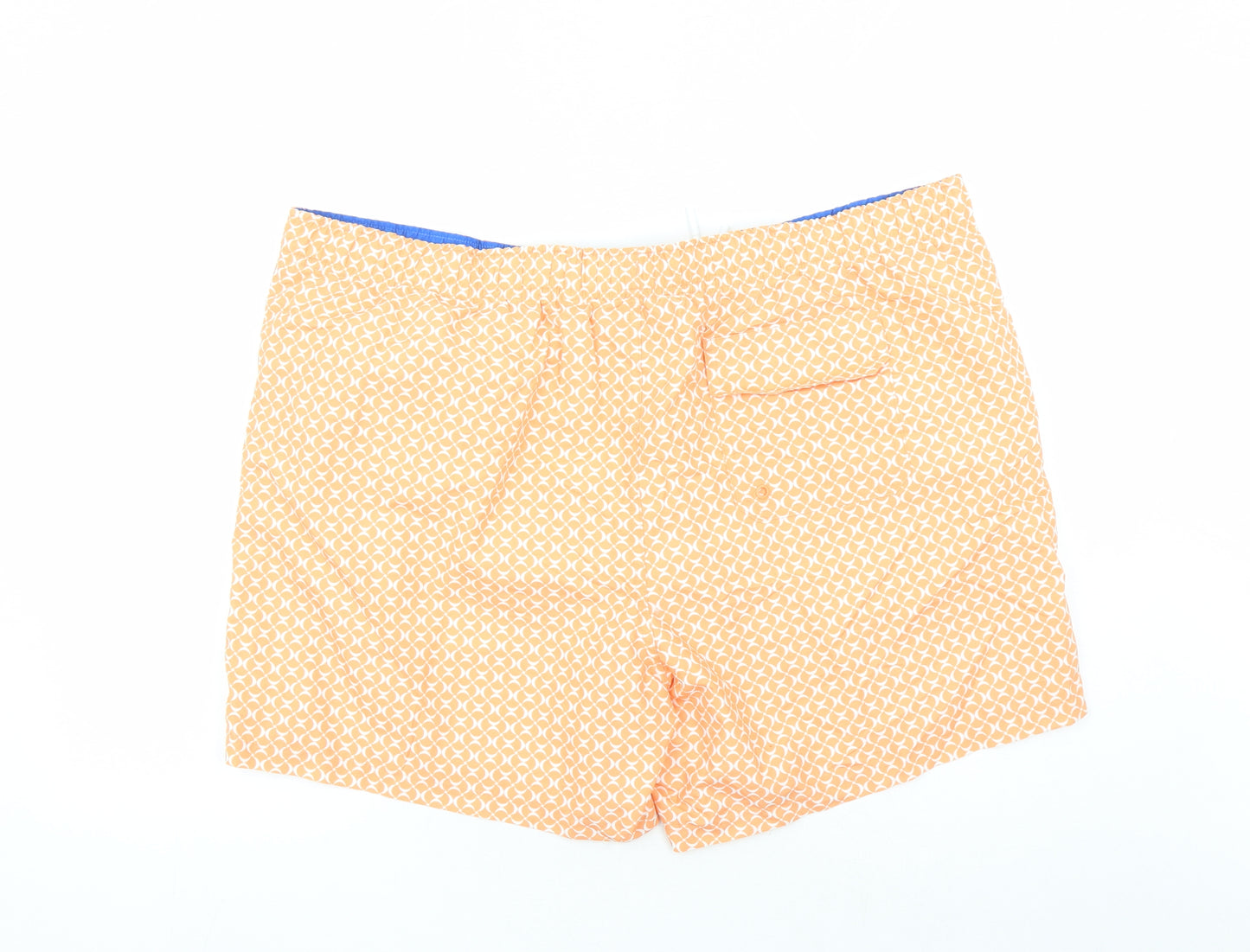 Marks and Spencer Mens Orange Geometric Polyester Sweat Shorts Size 3XL L6 in Regular Drawstring - Elasticated Waist Swim Shorts Pockets